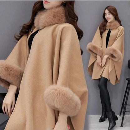Pull Poncho Coton Fourrure