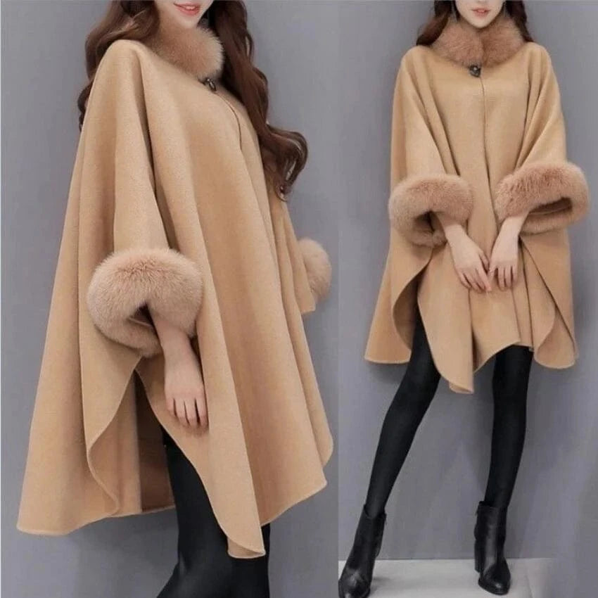 Pull Poncho Coton Fourrure