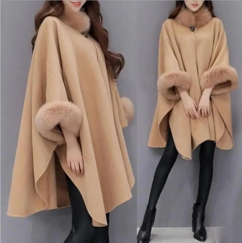 Pull Poncho Coton Fourrure