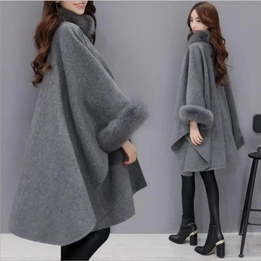 Pull Poncho Coton Fourrure